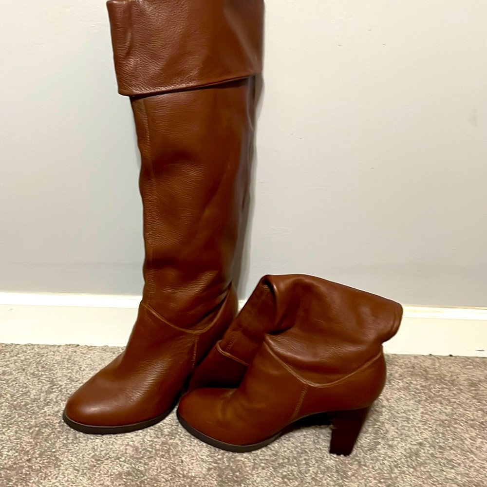 Size 10 brown leather heel boots